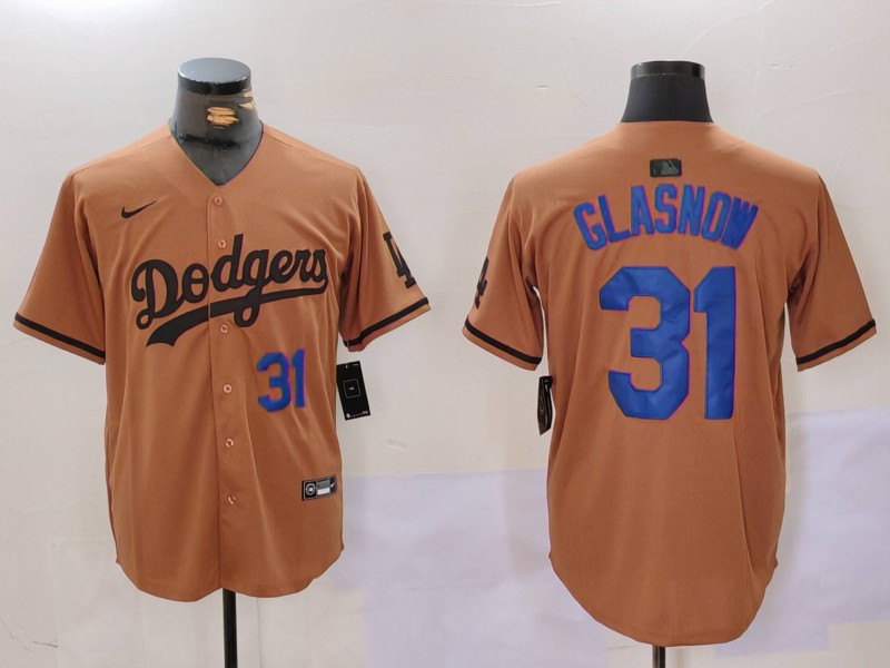 Men Los Angeles Dodgers #31 Glasnow army green joint name 2024 Nike MLB Jersey style 2->los angeles dodgers->MLB Jersey